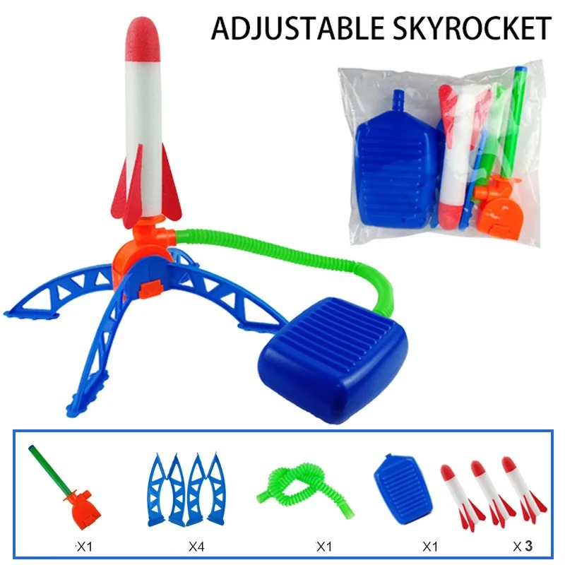 Kids Outdoor Jumping Toys - قاذف صواريخ هوائية بمضخة قدم، لعبة