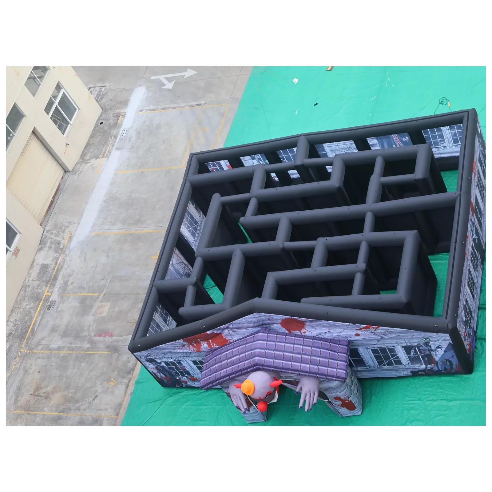 Kids Outdoor Party Venue - متاهة قابلة للنفخ كبيرة رمادية اللون