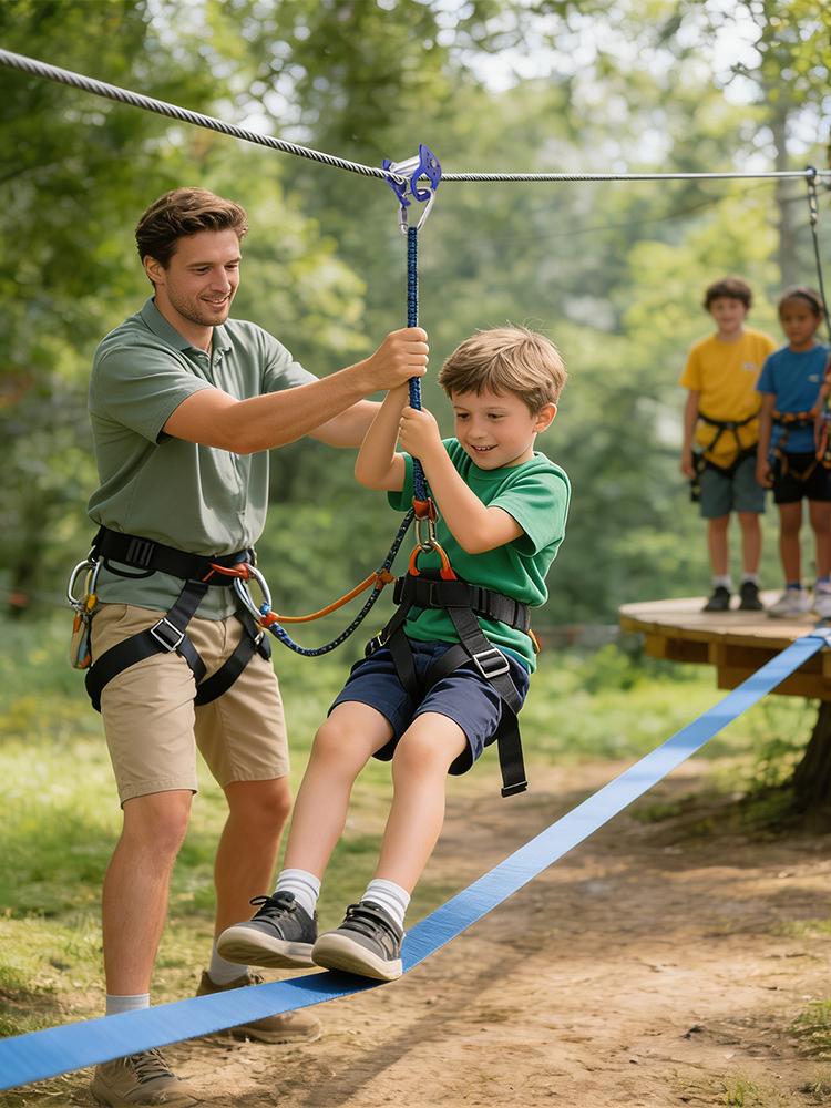 Kids Outdoor Zipline - مجموعة بكرة زيب لاين خارجية متينة