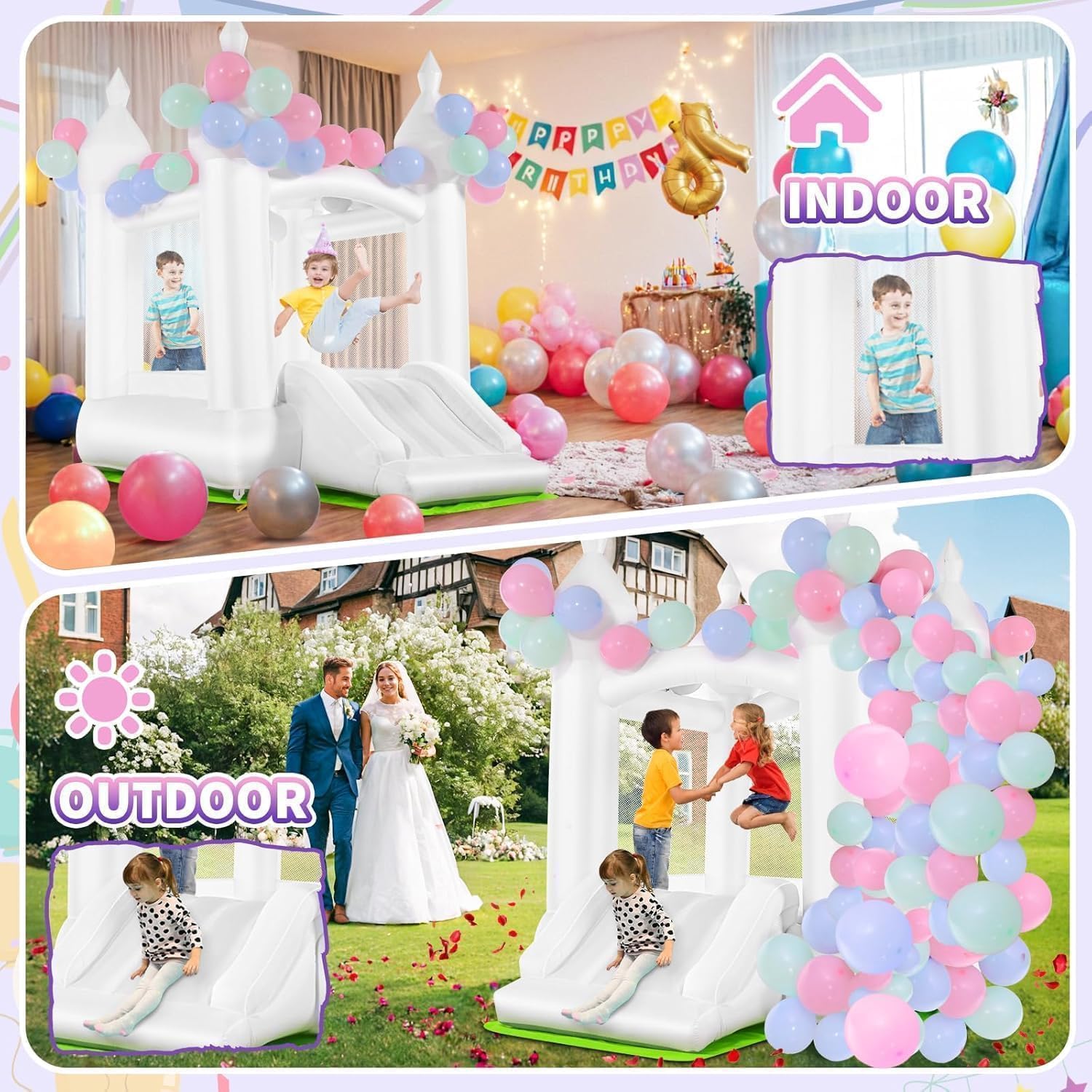 قلعة نطاطية بيضاء للأطفال من س - مراجعة Kids Outdoor House وسعره
