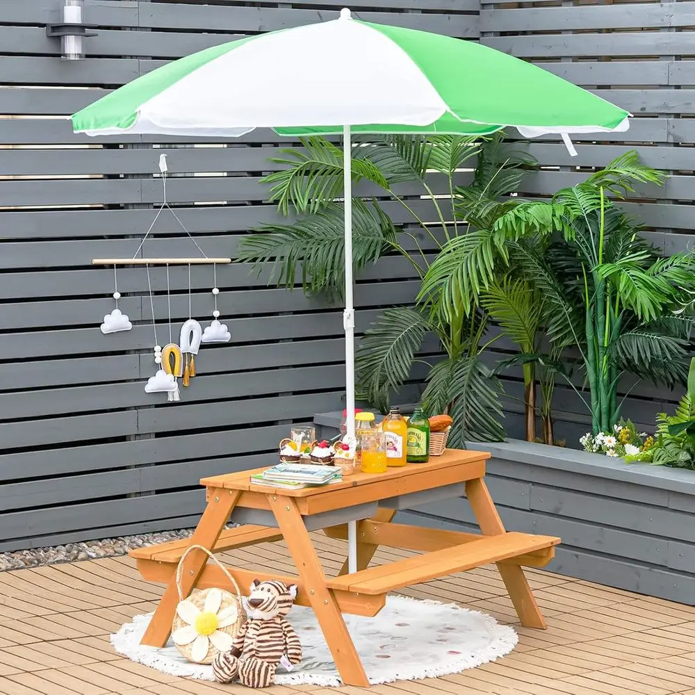طاولة نزهة خشبية 4 في 1 للرمل  - مراجعة Kids Outdoor Sandbox وسعره