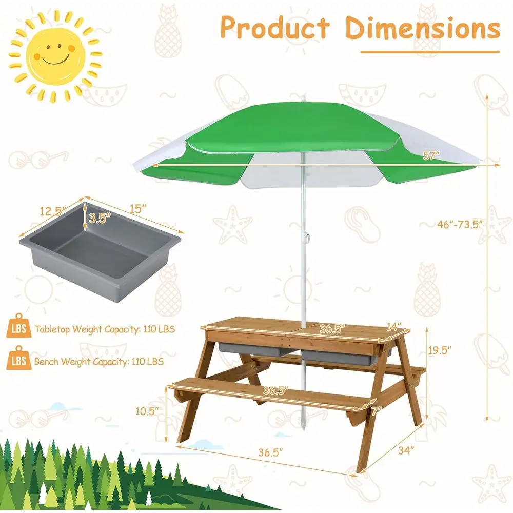 طاولة نزهة خشبية 4 في 1 للرمل  - مراجعة Kids Outdoor Sandbox وسعره