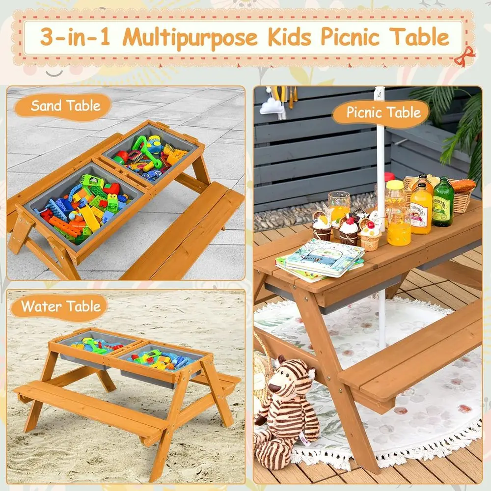 طاولة نزهة خشبية 4 في 1 للرمل  - مراجعة Kids Outdoor Sandbox وسعره