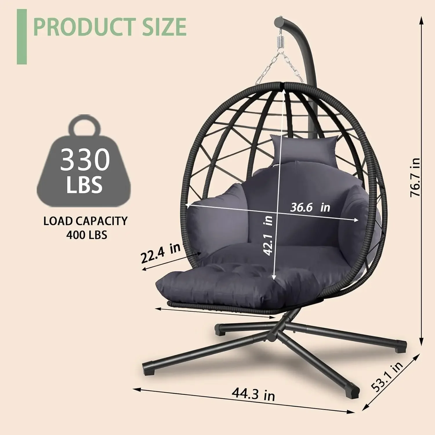 كرسي بيضاوي معلق مع حامل ومسند - مراجعة Kids Outdoor Egg Chair وسعره