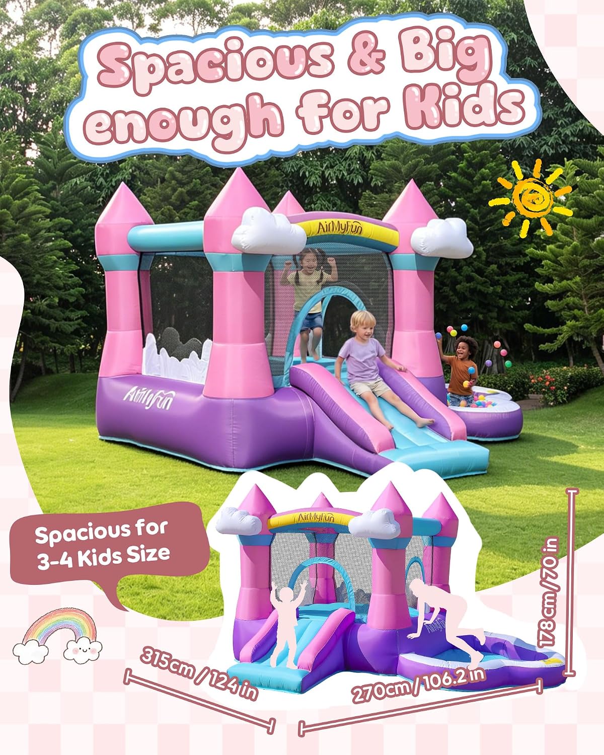 بيت قفز قابل للنفخ باللون الور - مراجعة Kids Outdoor House وسعره