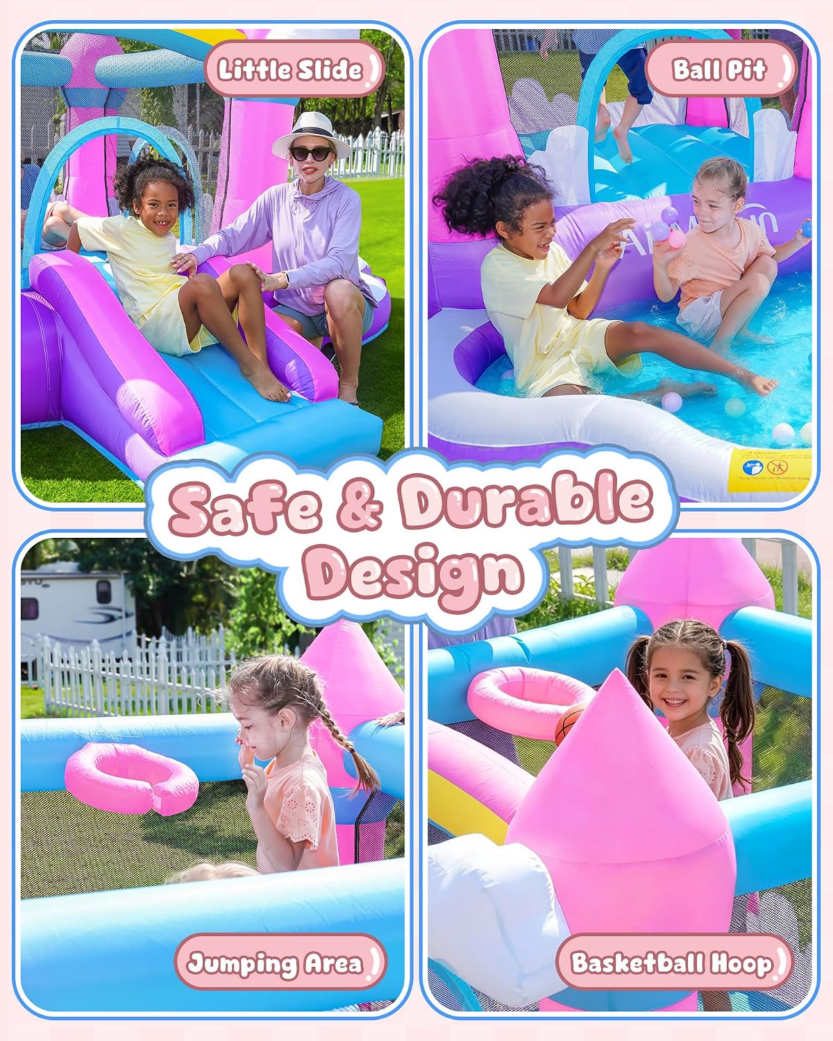 بيت قفز قابل للنفخ باللون الور - مراجعة Kids Outdoor House وسعره