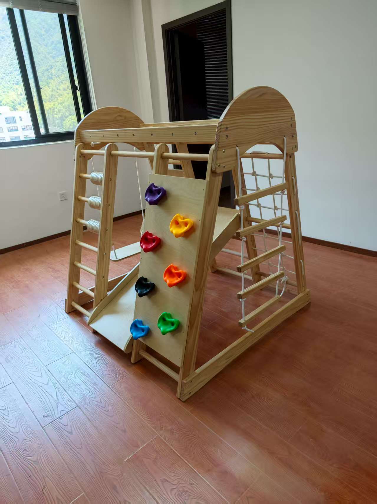 إطار تسلق خشبي للأطفال مع سلال - مراجعة Kids Outdoor Playground وسعره