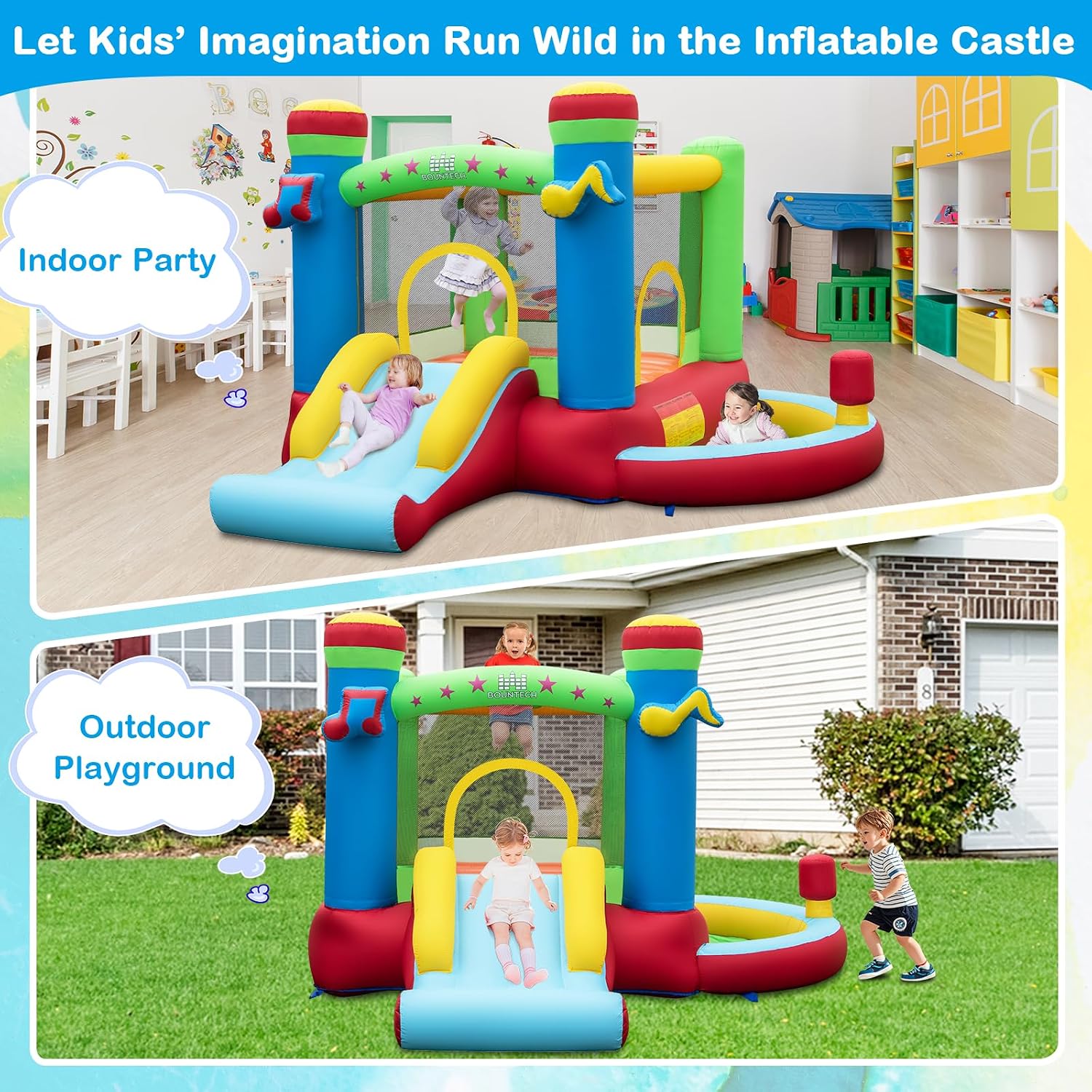 بيت قفز قابل للنفخ مع حوض كرات - مراجعة Kids Outdoor House وسعره