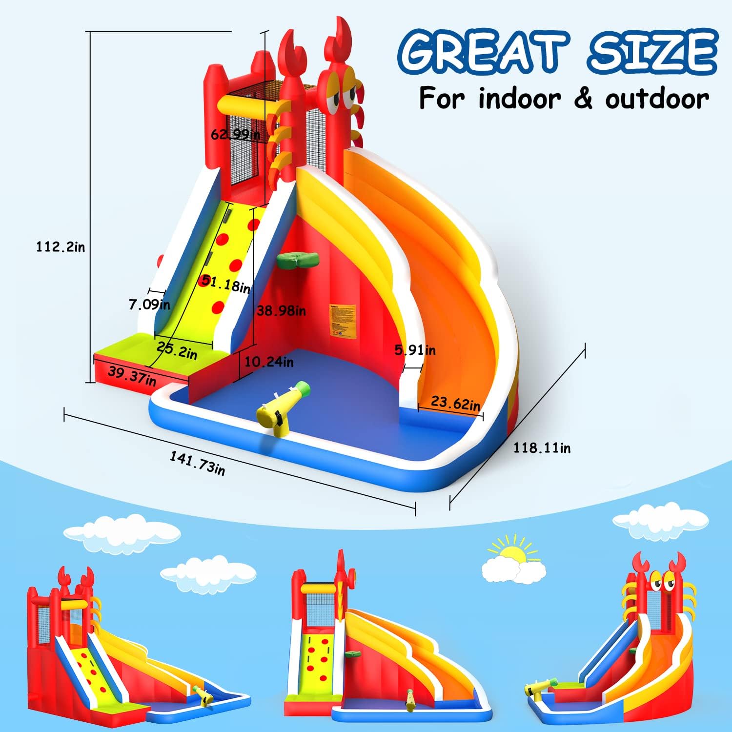 منزل قفز قابل للنفخ كبير الحجم - مراجعة Kids Outdoor House وسعره