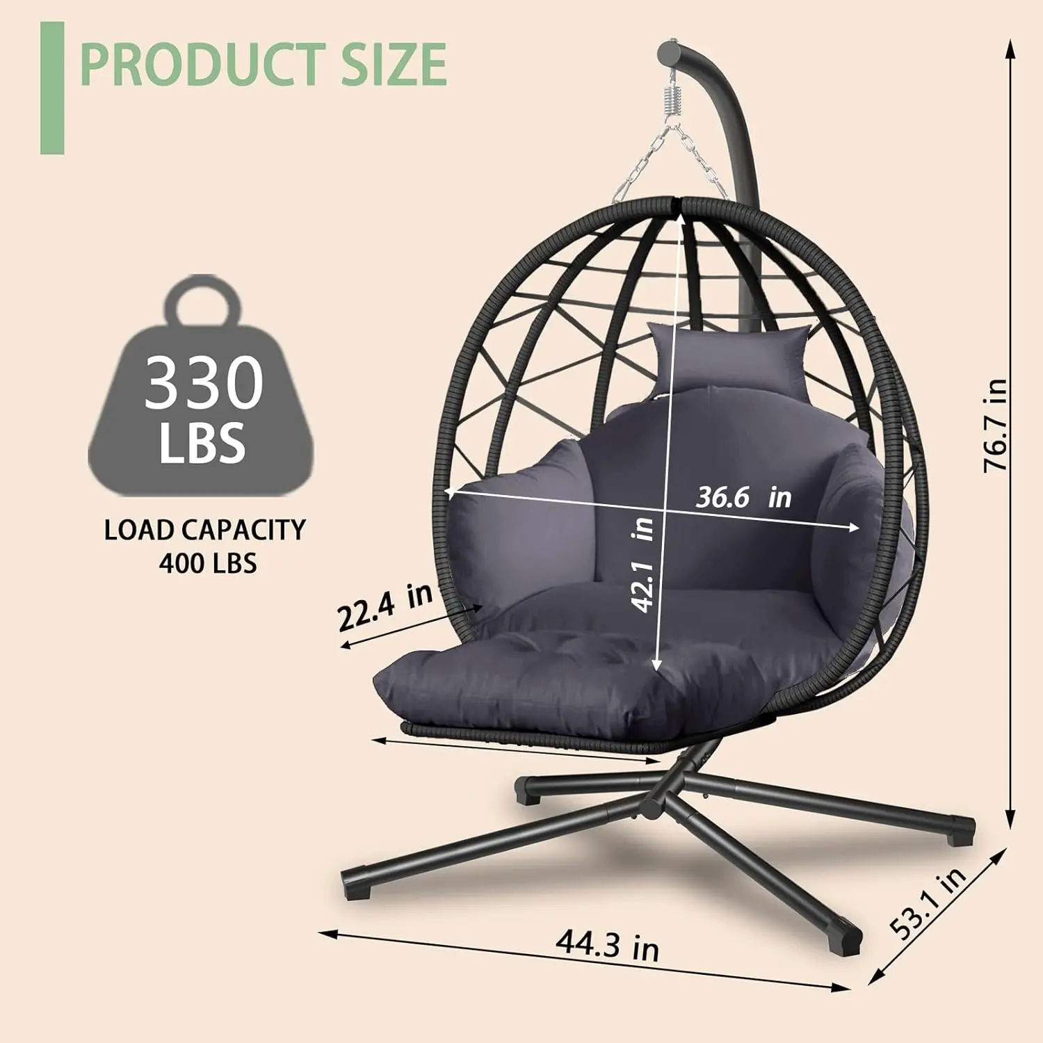 كرسي بيضاوي معلق مع حامل ومسند - مراجعة Kids Outdoor Egg Chair وسعره