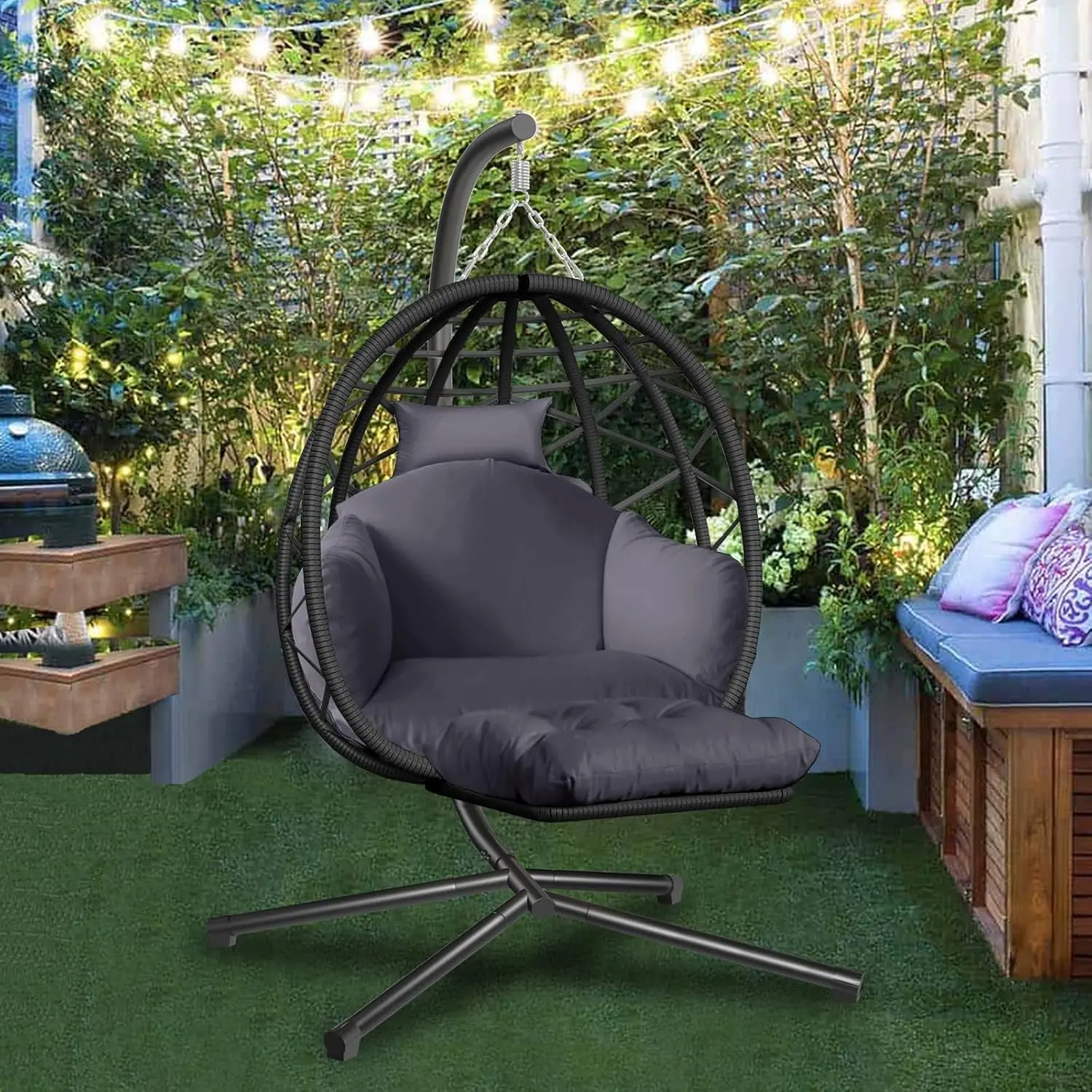كرسي بيضاوي معلق مع حامل ومسند - مراجعة Kids Outdoor Egg Chair وسعره