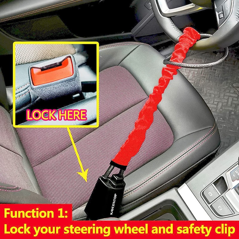 قفل عجلة القيادة الفولاذي وحزا - مراجعة Swing Seat Belt وسعره